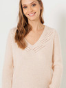 CAMAIEU Cremefarbener Pullover mit V-Ausschnitt CAMAIEU