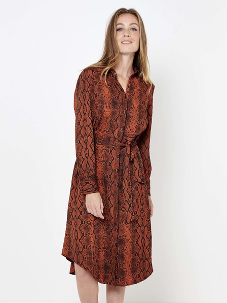 CAMAIEU Braun gemustertes Hemdkleid CAMAIEU