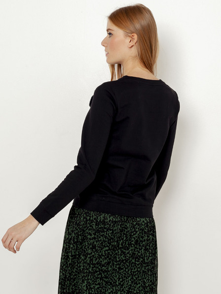 CAMAIEU Schwarzes Sweatshirt mit Kunstpelz CAMAIEU