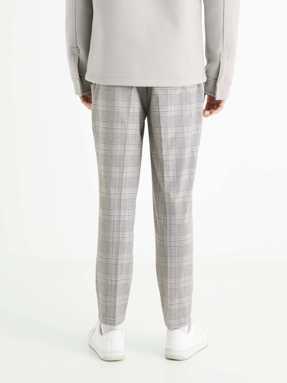 Celio Grau karierte Herren-Crop-Hose Celio 24H Avocheck