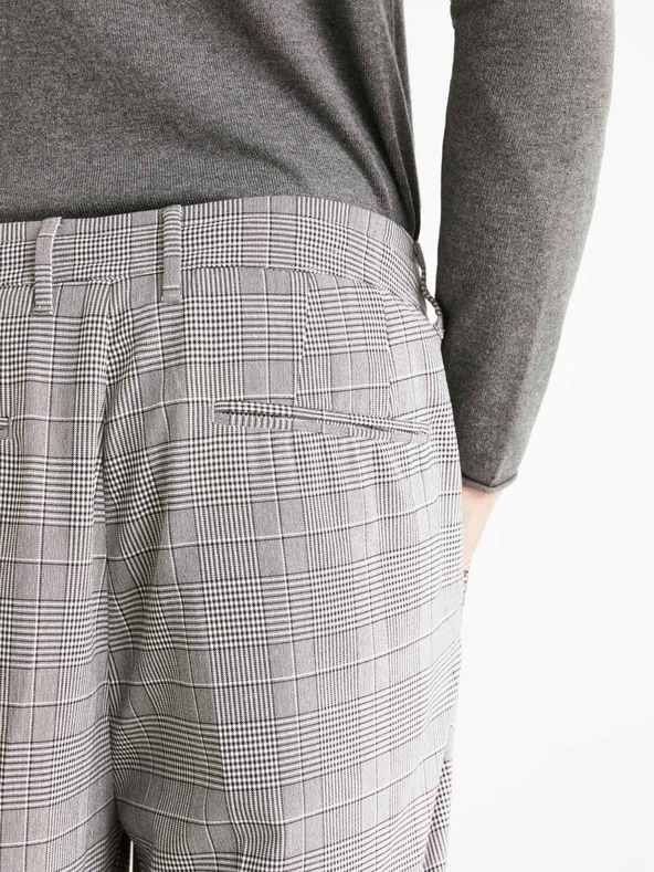 Celio Grau karierte Herren-Crop-Hose Celio 24H Avocheck