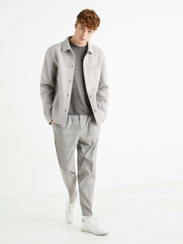 Celio Grau karierte Herren-Crop-Hose Celio 24H Avocheck