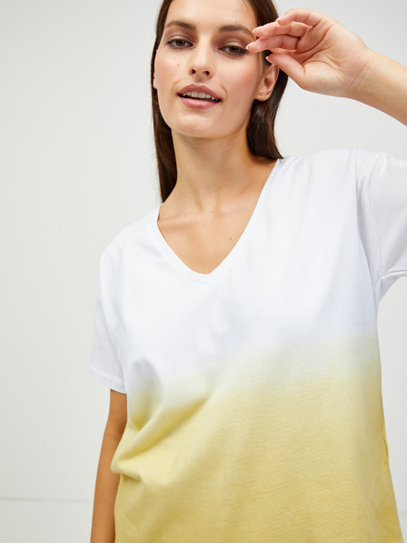 Pieces Weißes und gelbes T-Shirt Pieces Abba