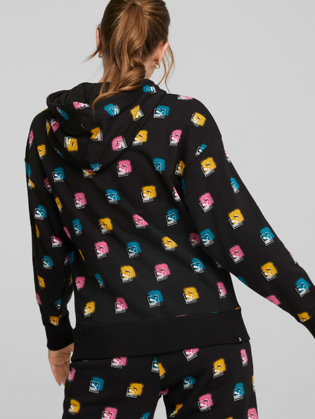 Puma Puma schwarzer gemusterter Kapuzenpullover für Damen