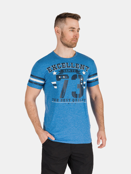 Sam 73 Blaues bedrucktes Herren-T-Shirt SAM 73