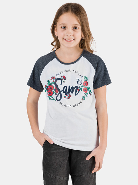 Sam 73 Blaues und weißes T-Shirt für Mädchen mit Aufdruck SAM 73