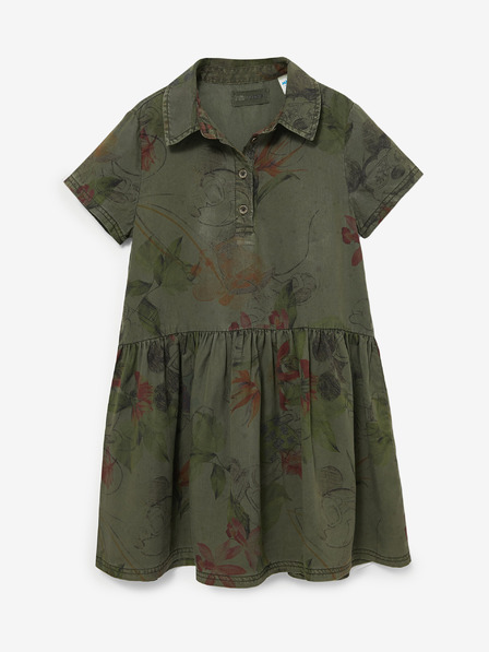 Desigual Khakifarbenes gemustertes Kleid für Mädchen Desigual Mickey Camo Flower