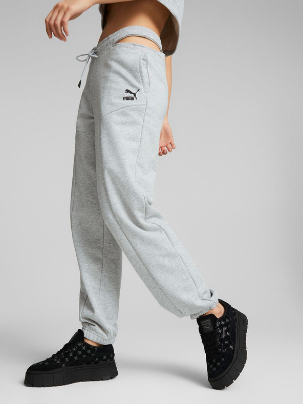 Puma Hellgraue melierte Damen-Jogginghose mit Schlitzen von Puma