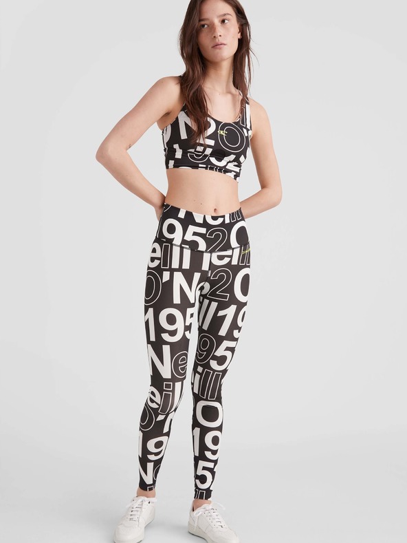 O'Neill Weiß und schwarz gemusterte Sportleggings für Damen O'Neill Multi