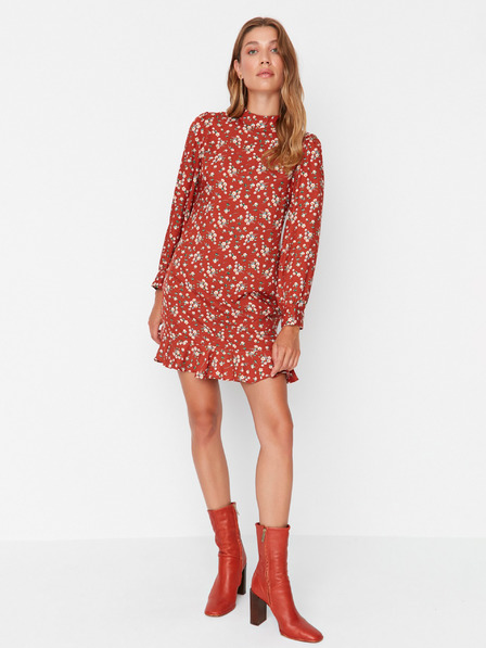 Trendyol Braunes Damen Kleid mit Blumenmuster Trendyol