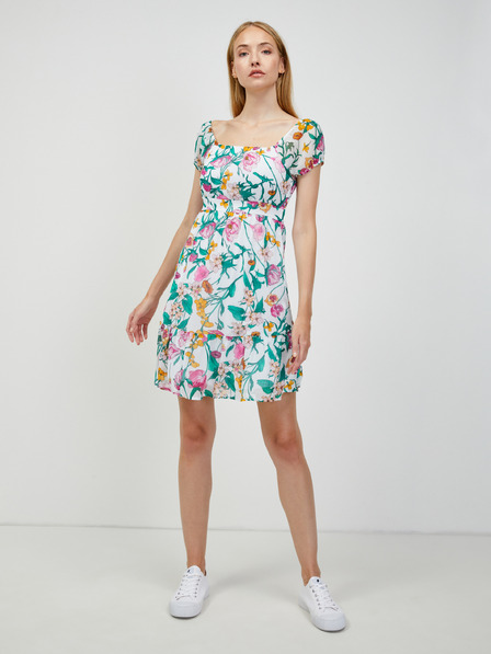 Orsay Grün-weißes geblümtes Kleid ORSAY
