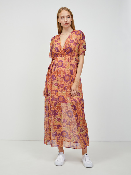 Orsay Orangefarbenes Maxikleid mit Blumenmuster ORSAY