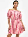Orsay Rosa gestreiftes Leinenkleid mit ausgestellten Schultern ORSAY