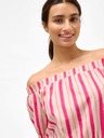 Orsay Rosa gestreiftes Leinenkleid mit ausgestellten Schultern ORSAY
