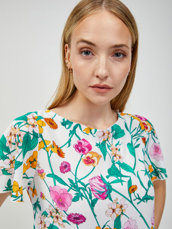 Orsay Grün-weiß geblümte Bluse mit Schnürung ORSAY