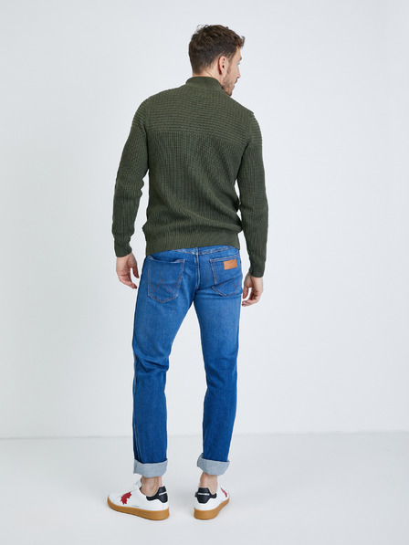 Blend Grüner Herren-Rippstrickpullover Blend