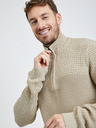 Blend Beigefarbener Herren-Rippstrickpullover