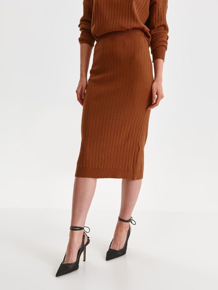 TOP SECRET Brauner Pullover mit Taschen Midirock TOP SECRET