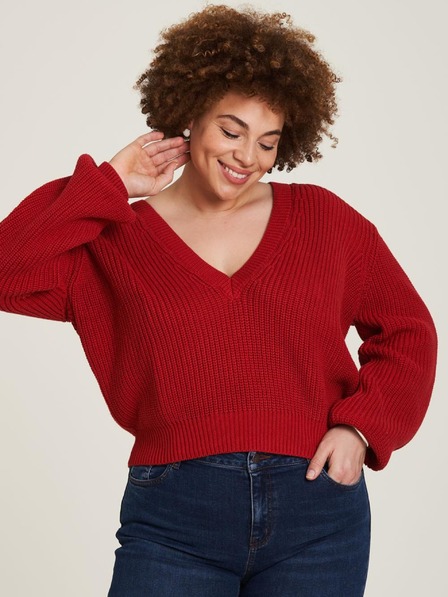 Tranquillo Roter gerippter Pullover Tranquillo für Damen