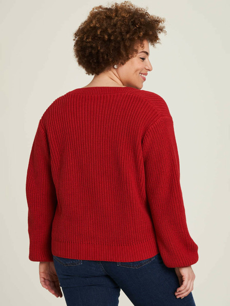 Tranquillo Roter gerippter Pullover Tranquillo für Damen