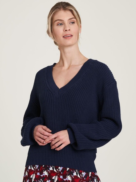 Tranquillo Dunkelblauer Damen-Rippenpullover Tranquillo