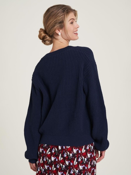 Tranquillo Dunkelblauer Damen-Rippenpullover Tranquillo