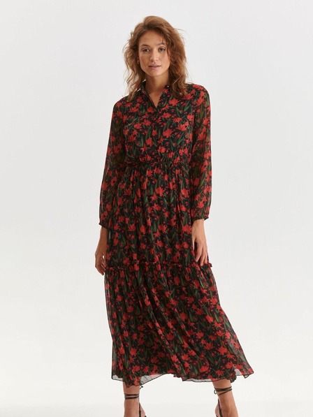 TOP SECRET Rot-schwarzes Maxikleid mit Blumenmuster TOP SECRET