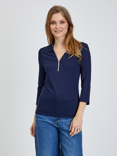 Orsay Dunkelblaues T-Shirt mit Dreiviertel Ärmeln ORSAY