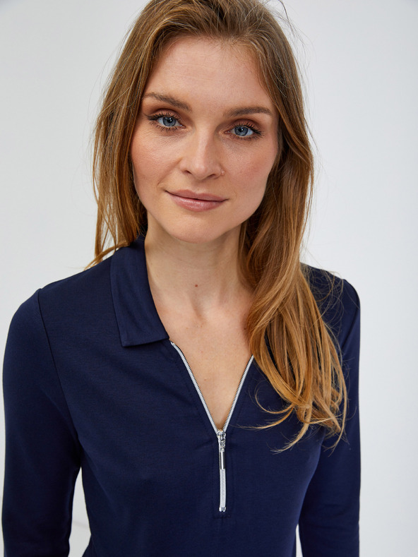 Orsay Dunkelblaues T-Shirt mit Dreiviertel Ärmeln ORSAY