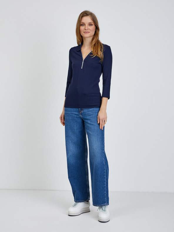 Orsay Dunkelblaues T-Shirt mit Dreiviertel Ärmeln ORSAY