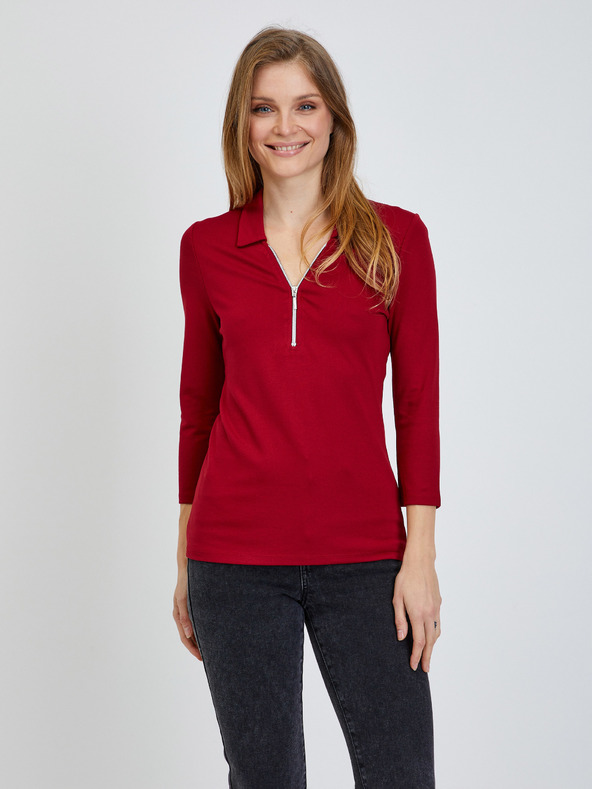 Orsay Rotes T-Shirt mit Dreiviertel Ärmeln ORSAY