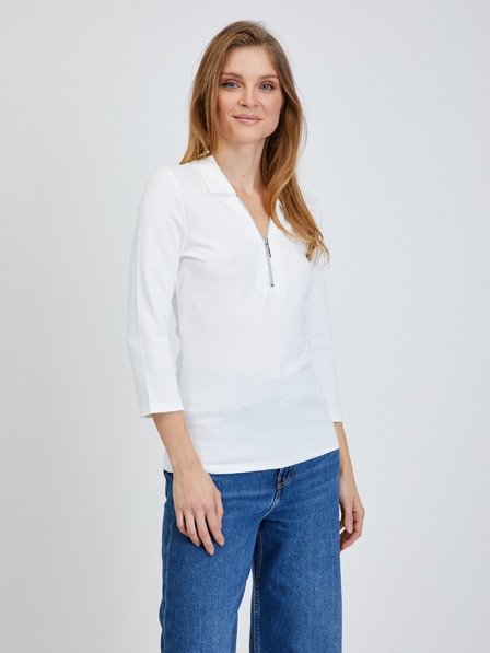 Orsay Cremefarbenes T-Shirt mit dreiviertel Ärmeln ORSAY