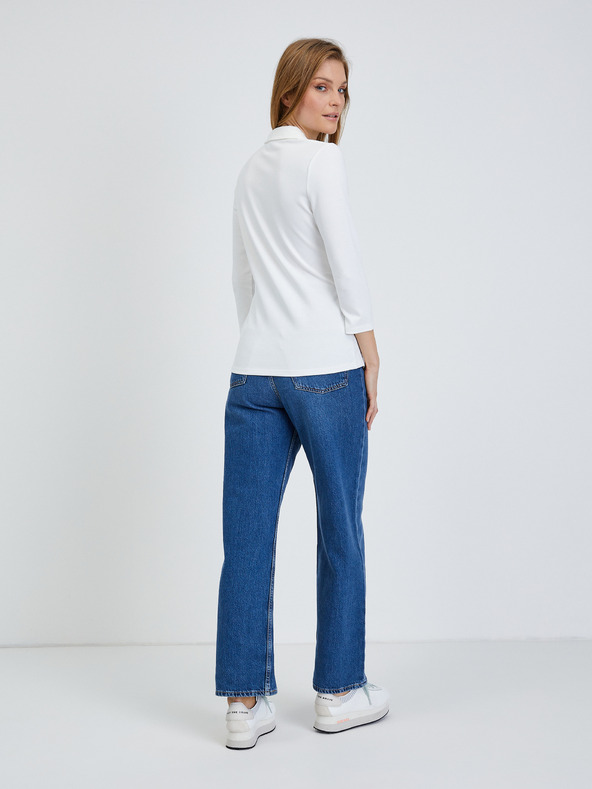 Orsay Cremefarbenes T-Shirt mit dreiviertel Ärmeln ORSAY