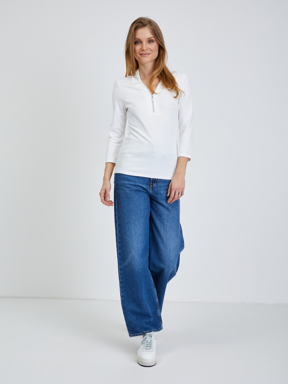 Orsay Cremefarbenes T-Shirt mit dreiviertel Ärmeln ORSAY