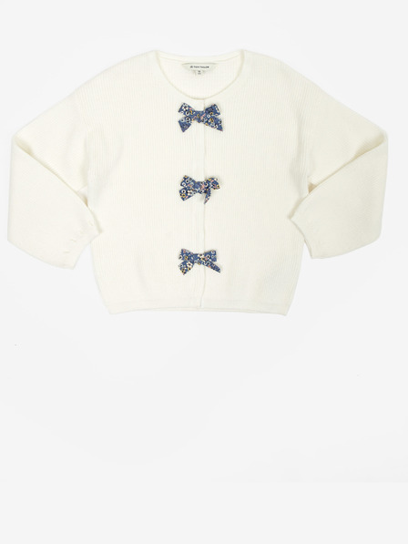 Tom Tailor Weißer Mädchen-Rippenpullover mit Schleifen Tom Tailor