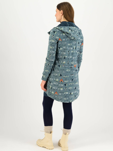 Blutsgeschwister Blau gemusterter Kapuzenparka Blutsgeschwister Cosyshell Hooded