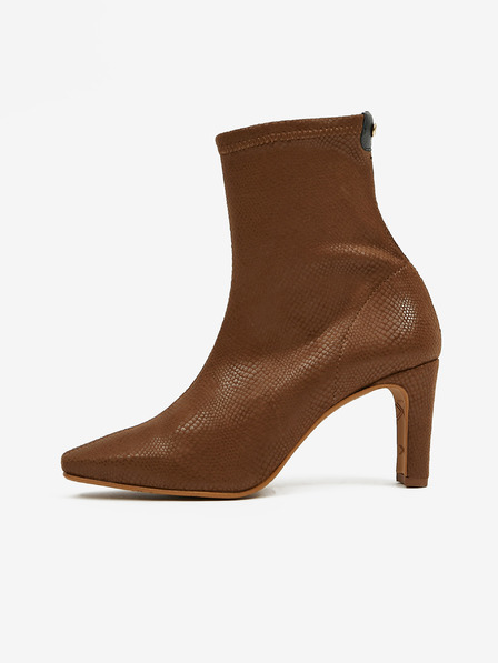 Ojju Braune Wildlederstiefeletten mit Schlangenmuster OJJU