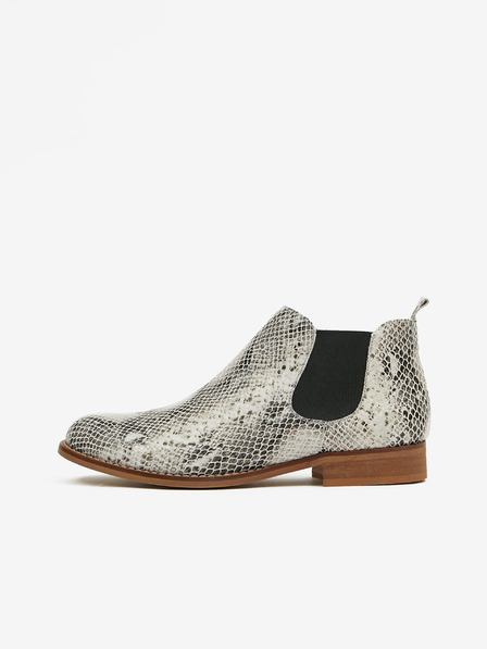 Ojju Weiße Damen Chelsea Boots aus Leder mit Schlangenmuster OJJU