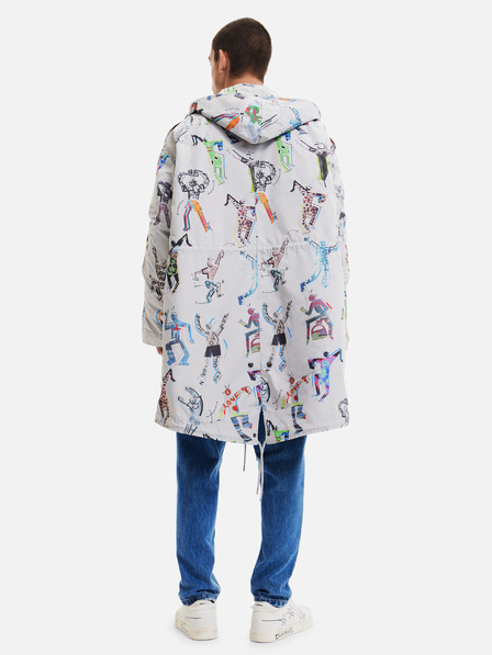 Desigual Hellgrauer Desigual Fele gemusterter Parka für Herren mit abnehmbarem Innenfutter