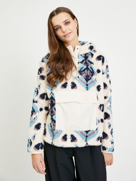 Picture Gemusterte Kunstpelzjacke für Damen in Blau und Creme Bild Darie