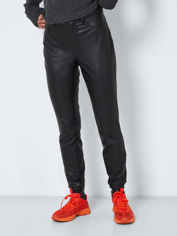 Noisy May Schwarze Lederhose mit schmaler Passform Noisy May Elly