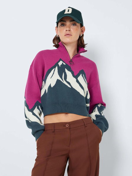Noisy May Blau und rosa gemusterter Pullover Noisy May Peaks