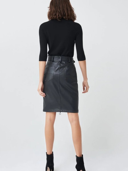 Salsa Jeans Schwarzer Kunstlederrock ohne Ärmel Salsa Jeans Secret Glamour