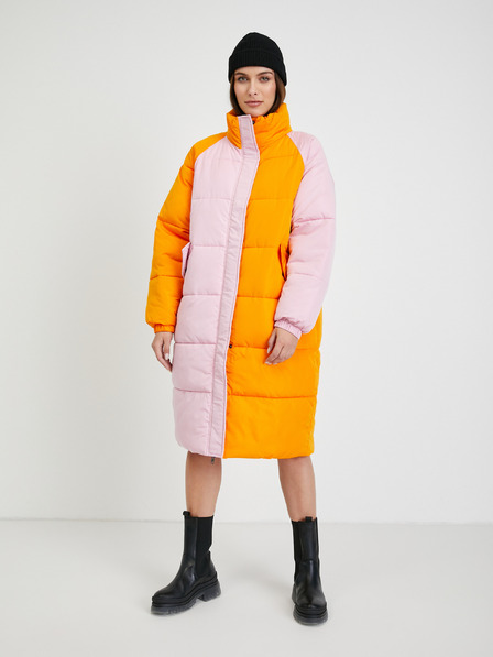 ICHI ICHI rosa und orangefarbener Damen-Wintermantel