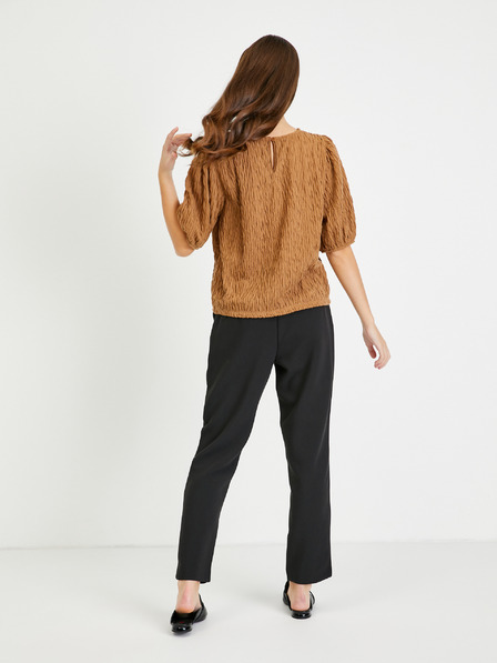 Vila Braune plissierte Bluse mit Ballonärmeln VILA Plisso
