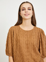 Vila Braune plissierte Bluse mit Ballonärmeln VILA Plisso