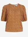Vila Braune plissierte Bluse mit Ballonärmeln VILA Plisso