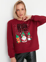 Trendyol Burgunderfarbenes Damen-Weihnachts-Sweatshirt Trendyol