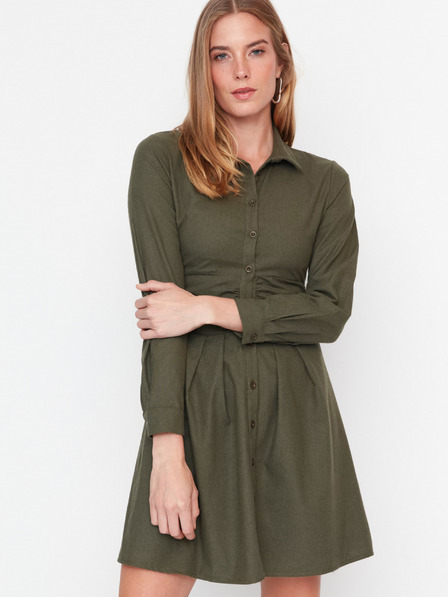 Trendyol Khakifarbenes Hemdblusenkleid für Damen Trendyol