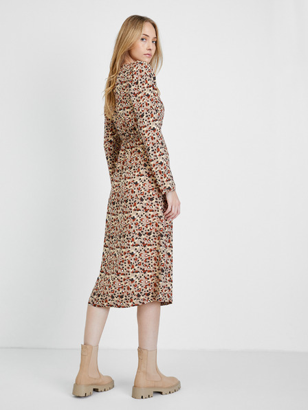 Pieces Beige gemustertes Kleid Pieces Carly